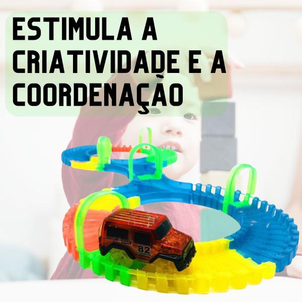 Imagem de Pista de Carrinhos Cintilante Mágica Veículo à Pilha Modular Colorida