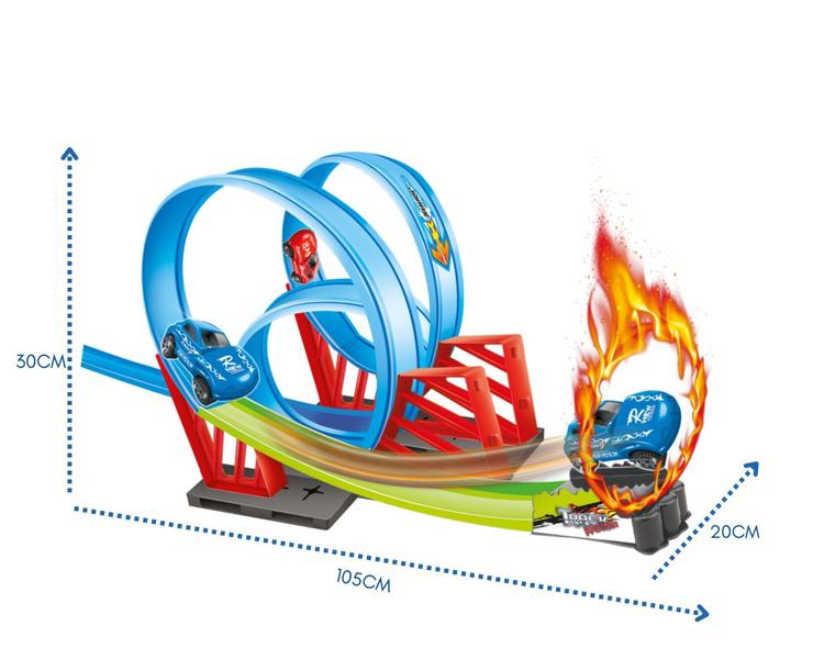 Imagem de Pista de corrida c/ loop duplo+carrinho 17-pçs super velocidade-pais e filhos