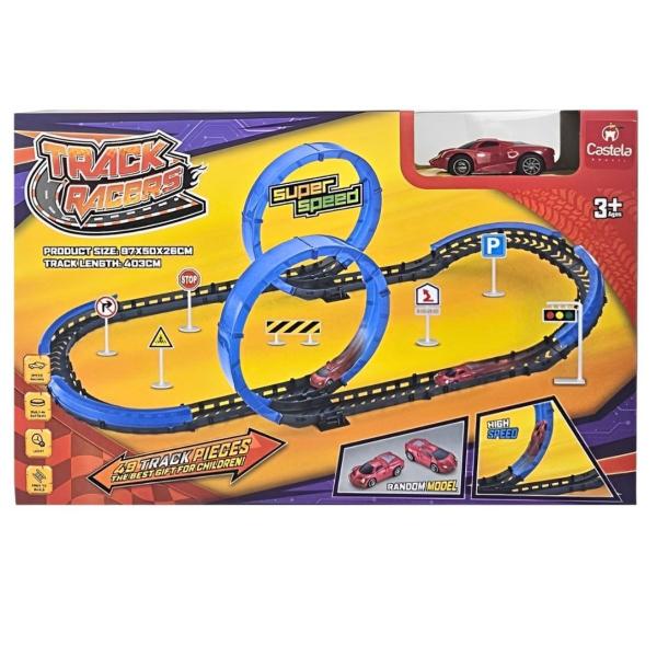 Pista de corrida Carrinho Brinquedo 2 Loopings Track Racers - Castela - CASTELA BRASIL Imagem de Pista de corrida Carrinho Brinquedo 2 Loopings Track Racers - Castela