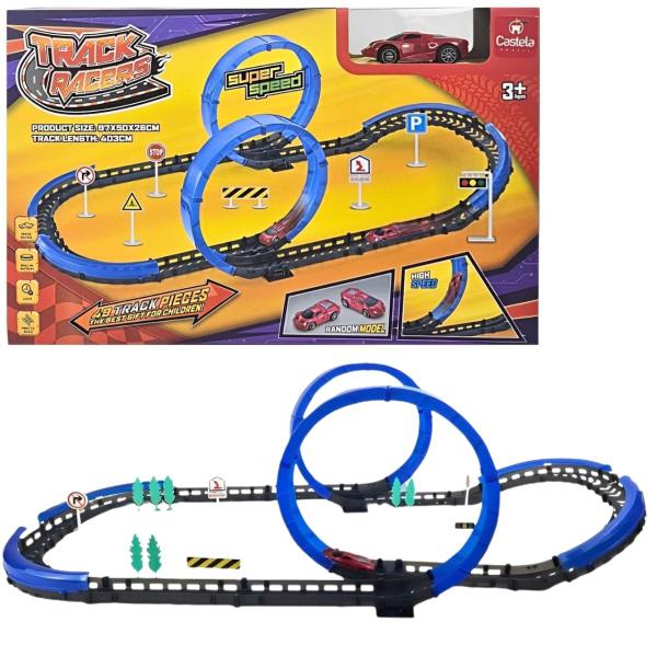Pista de corrida Carrinho Brinquedo 2 Loopings Track Racers - Castela - CASTELA BRASIL Imagem de Pista de corrida Carrinho Brinquedo 2 Loopings Track Racers - Castela