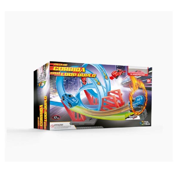 Pista de Corrida com Loop Duplo - Pais e Filhos Imagem de Pista de Corrida com Loop Duplo - Pais e Filhos