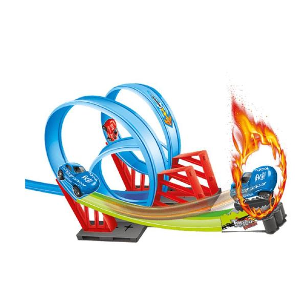 Pista de Corrida com Loop Duplo - Pais e Filhos Imagem de Pista de Corrida com Loop Duplo - Pais e Filhos