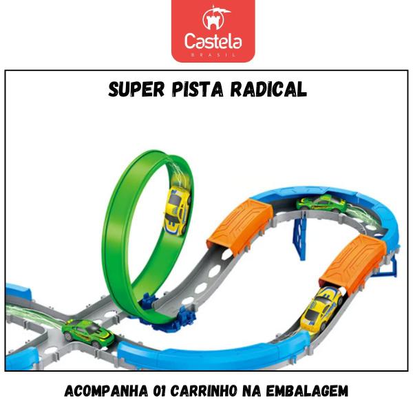 Pista de Corrida Loopping Radical Infantil Carrinho Castela Imagem de Pista de Corrida Loopping Radical Infantil Carrinho Castela