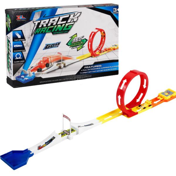 Pista Desmontável de Carrinhos Compacta com Lançador Veloz e Looping - DuteToys Imagem de Pista Desmontável de Carrinhos Compacta com Lançador Veloz e Looping
