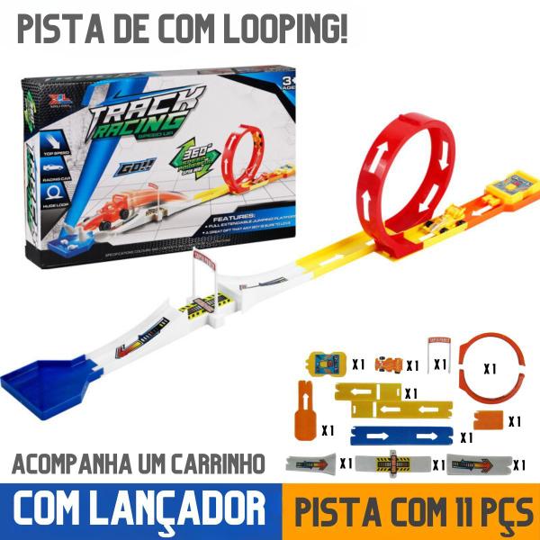 Pista Desmontável de Carrinhos Compacta com Lançador Veloz e Looping - DuteToys Imagem de Pista Desmontável de Carrinhos Compacta com Lançador Veloz e Looping