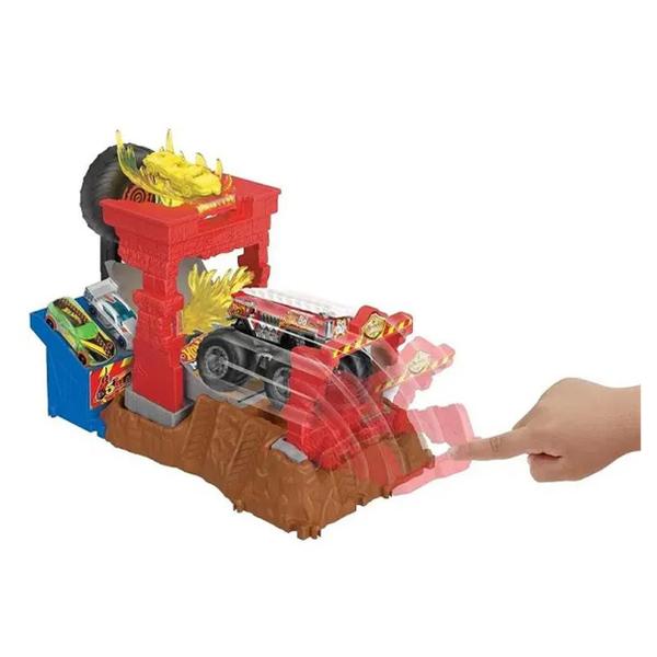 Imagem de Pista Hot Wheels Monster Trucks Arena Smashers Fire Crash Challenge Mattel