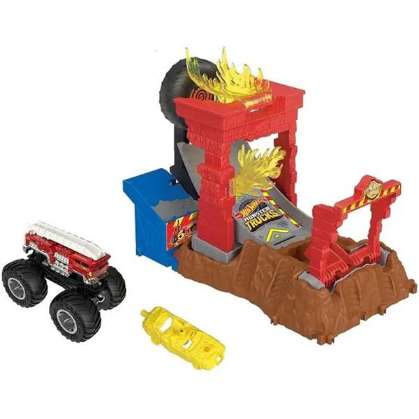 Imagem de Pista Hot Wheels Monster Trucks Arena Smashers Fire Crash Challenge Mattel