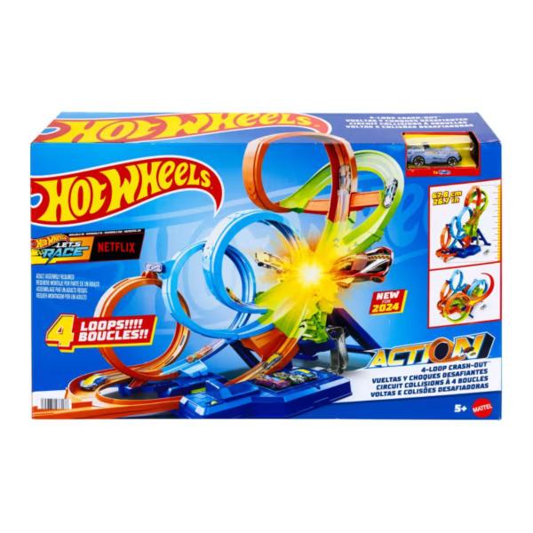 Imagem de Pista Hot Wheels Voltas e Colisões Desafiadoras 4 Loop HXR70