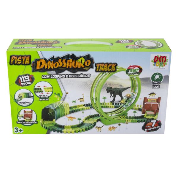 Imagem de Pista Infantil Com Looping 7 Dinossauros Carro A Pilha DmToys