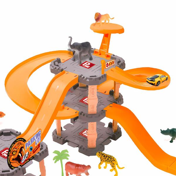 Imagem de Pista Infantil Serpente Looping Lançador Com 6 Carrinhos E Animais Dm Toys