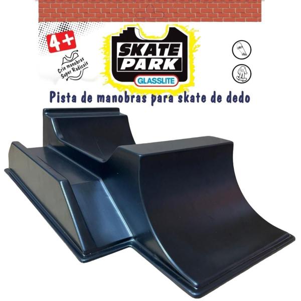 Imagem de Pista Rampa Skate Park De Dedo Half Duplo Glasslite Escadas