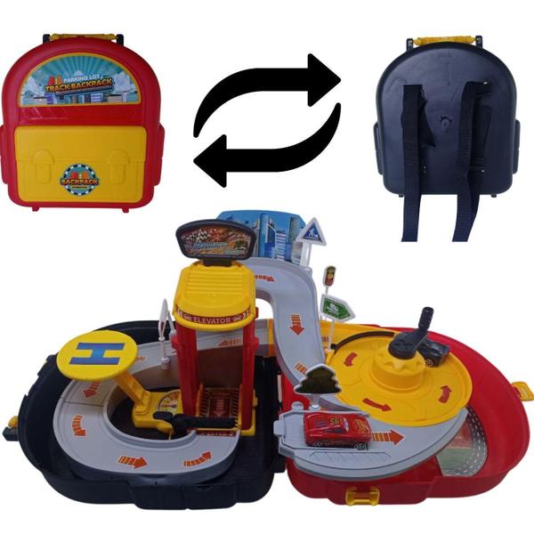 Imagem de Pista Track Backpack City Set Cars Disney 2 Carrinhos