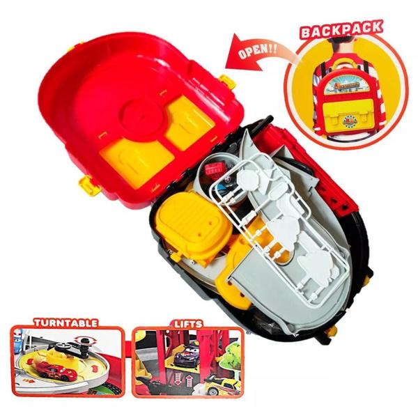 Imagem de Pista Track Backpack City Set Cars Disney 2 Carrinhos