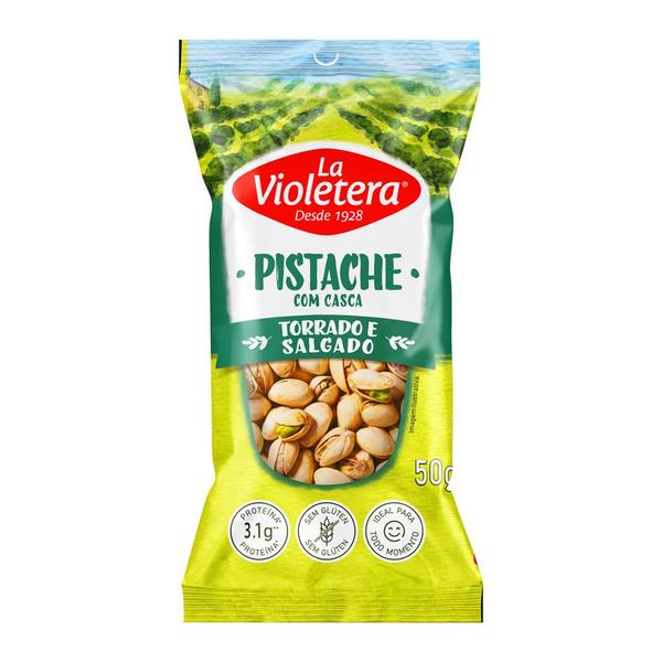 Pistache La Violetera Com Casca Torrado e Salgado 50g Imagem de Pistache La Violetera Com Casca Torrado e Salgado 50g