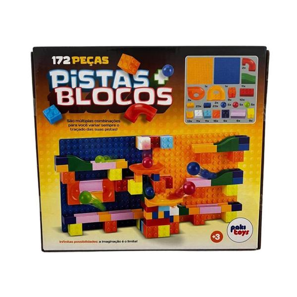 Imagem de Pistas + Blocos Brinquedos de montar 172 peças PakiToys - Paki Toys