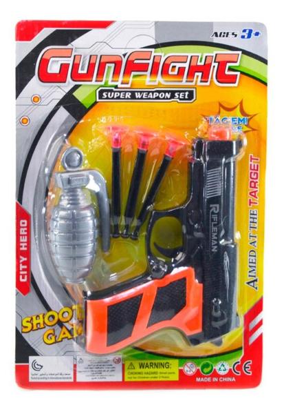 Pistola Arminha Arma Mira Lançar Atirar Dardos Granada Plást - Ark Toys Imagem de Pistola Arminha Arma Mira Lançar Atirar Dardos Granada Plást
