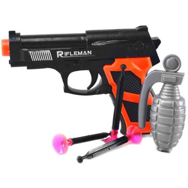 Pistola Arminha Arma Mira Lançar Atirar Dardos Granada Plást - Ark Toys Imagem de Pistola Arminha Arma Mira Lançar Atirar Dardos Granada Plást