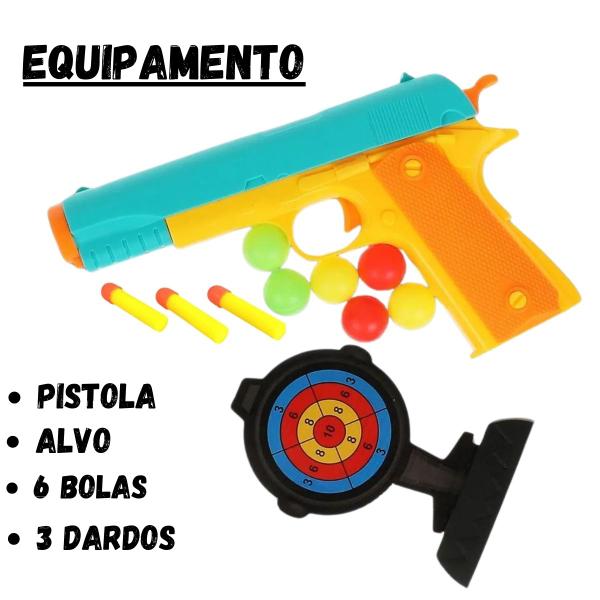 Imagem de Pistola arminha brinquedo infantil lança dardos alvo estilo nerf com bolinha presente para criança