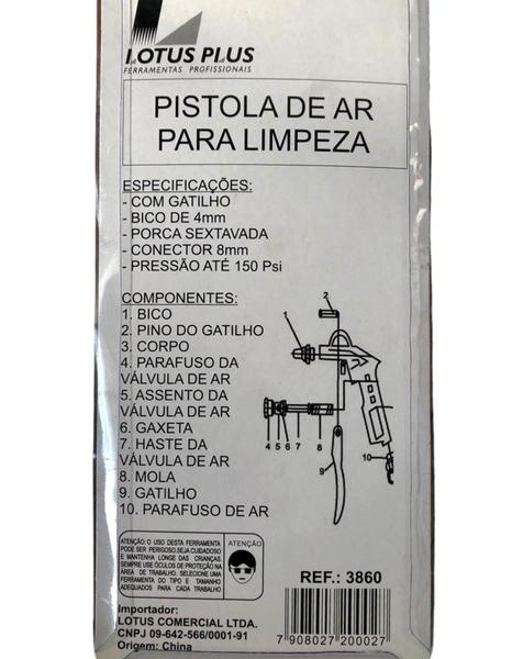 Imagem de Pistola de ar p/limpeza 1/4" 2-4mm (3860) - LOTUS