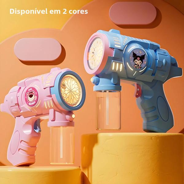 Imagem de Pistola de Bolhas Automática Kuromi Strawberry Bear com Luz - Brinquedo Infantil