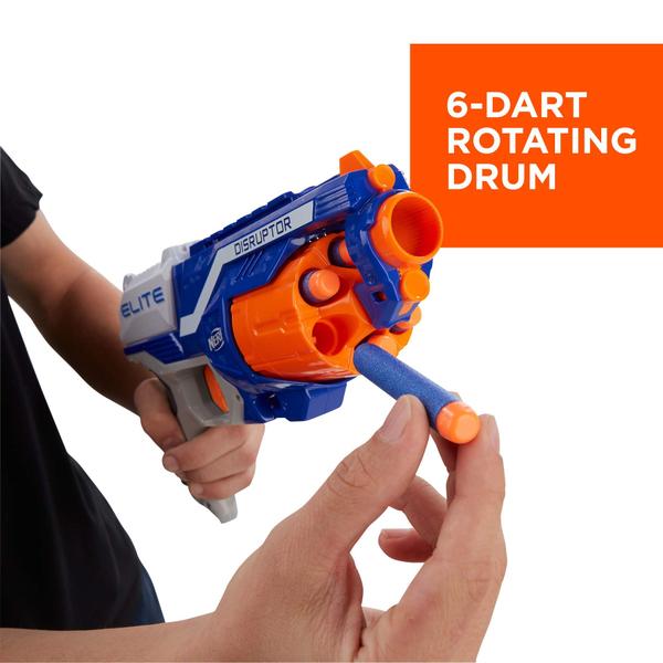 Imagem de Pistola de brinquedo N-Strike Elite Disruptor, NERF, tem um tambor rotativo de 6 setas.