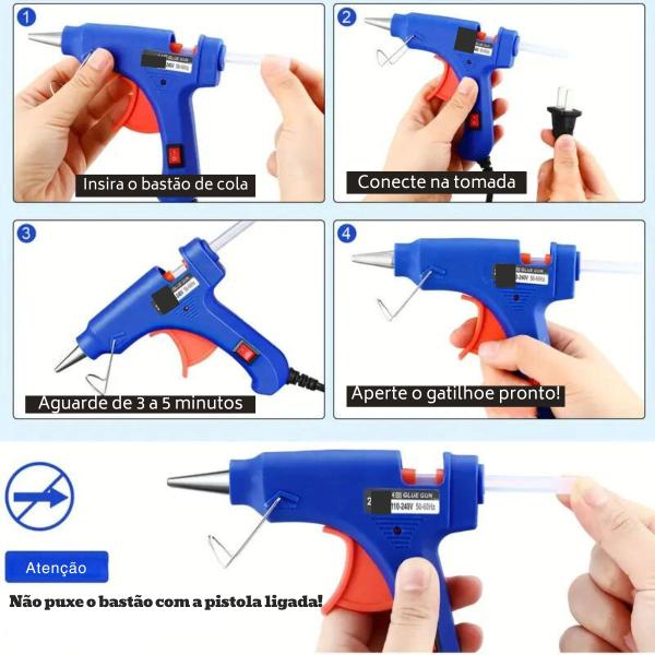 Pistola De Cola Quente Bastão Fino Aplicador com Botão Liga E Desliga e Tomada Padrão Inmetro - Ladeira Imagem de Pistola De Cola Quente Bastão Fino Aplicador com Botão Liga E Desliga e Tomada Padrão Inmetro