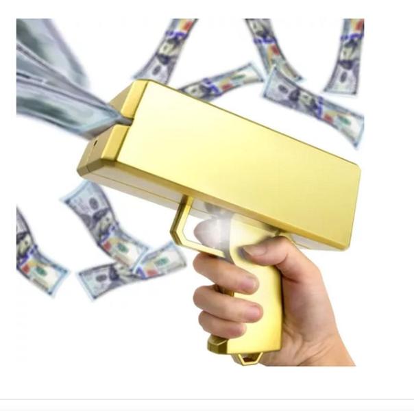 Imagem de Pistola De Dinheiro Brinquedo Money Gun Dourada Lançamento