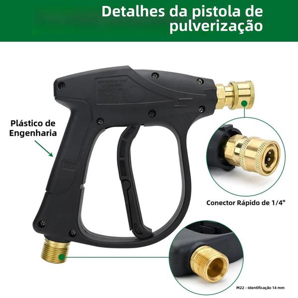 Imagem de Pistola de Lavadora de Alta Pressão para Carro - Com Conector de Mangueira e Bico Rápido