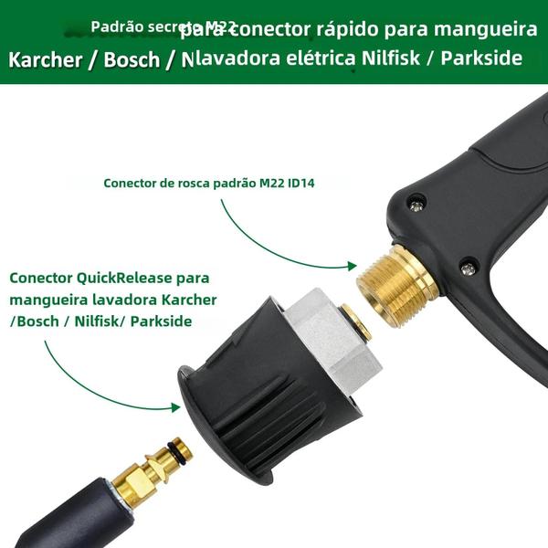 Imagem de Pistola de Lavadora de Alta Pressão para Carro - Com Conector de Mangueira e Bico Rápido