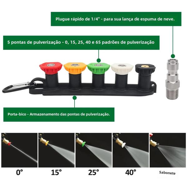 Imagem de Pistola de Lavadora de Alta Pressão para Carro - Com Conector de Mangueira e Bico Rápido