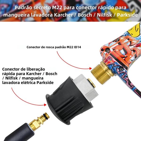 Imagem de Pistola de Lavadora de Alta Pressão para Carro - Com Conector Rápido e Bicos