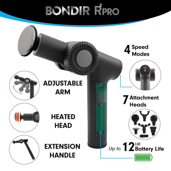 Pistola de massagem BONDIR R2 PRO+ Massageador articulado de tecidos profundos Imagem de Pistola de massagem BONDIR R2 PRO+ Massageador articulado de tecidos profundos