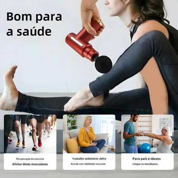 Imagem de Pistola de Massagem Elétrica Portátil com Tela Touchscreen LED e 4 Cabeças