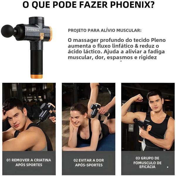 Imagem de Pistola de Massagem Phoenix A2 - Alívio Muscular e Dor nas Costas