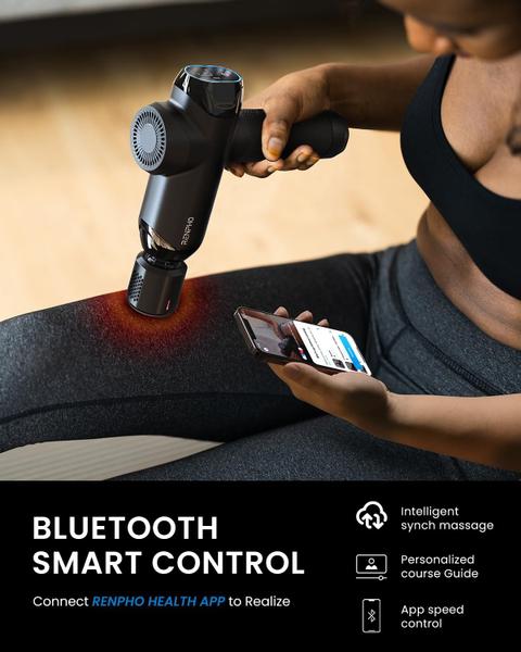 Imagem de Pistola de massagem RENPHO Deep Tissue com calor e frio, Bluetooth