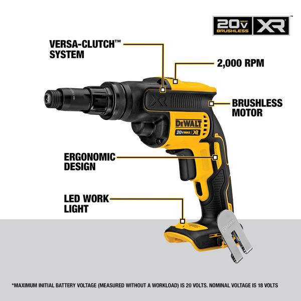 Imagem de Pistola de parafuso DEWALT 20V MAX XR Versa-Clutch com torque ajustável