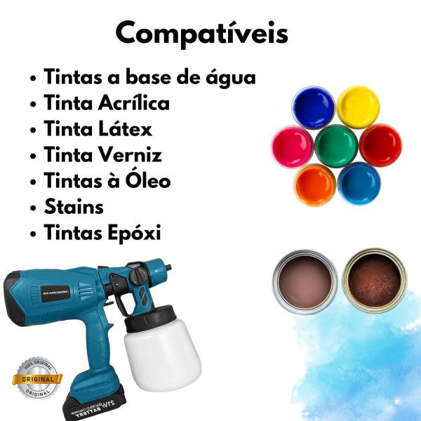 Imagem de Pistola de Pintura e Pulverizadora Portátil Profissional com 3 Bicos e Bateria Extra