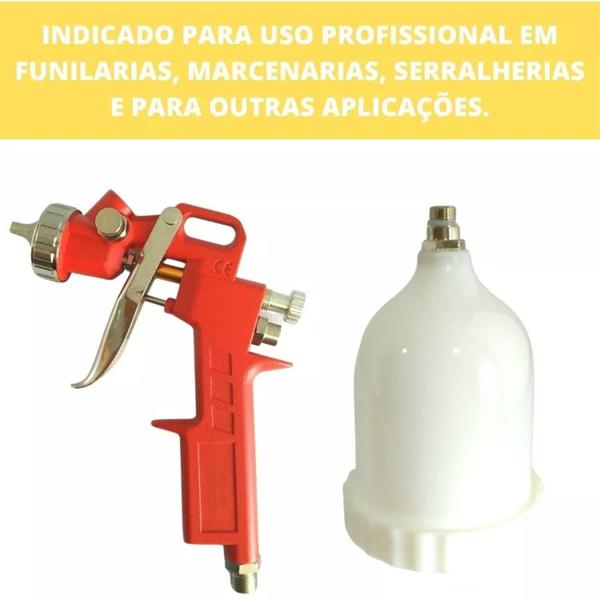 Imagem de Pistola de Pintura Pneumática Alta Pressão Para Compressor 600ml Tanque Alto Hg40 Chiaperini