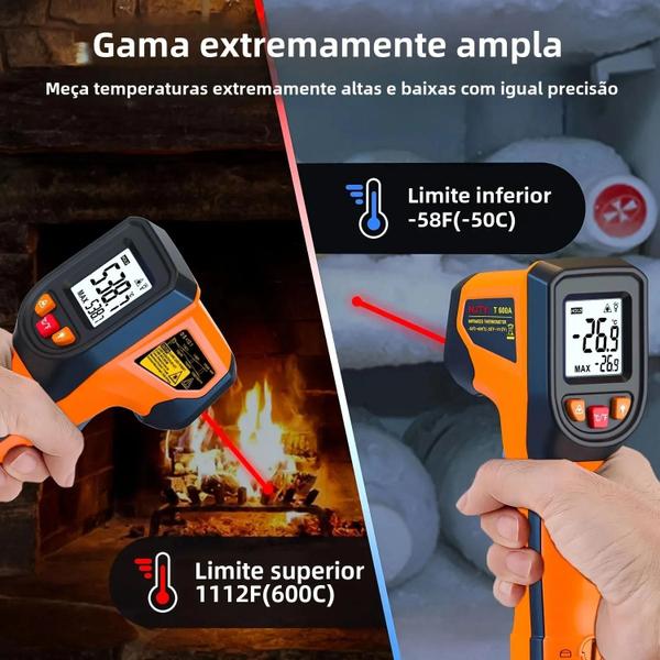 Imagem de Pistola de Temperatura Infravermelho Sem Contato -50°C a 600°C - Portátil