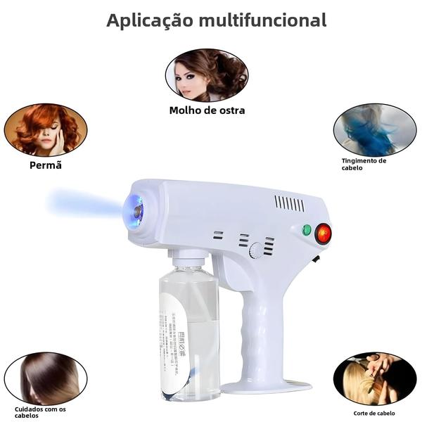 Imagem de Pistola de Vapor Nano Portátil Azul - Pulverizador de Hidratação Capilar