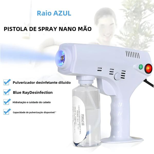 Imagem de Pistola de Vapor Nano Portátil Azul - Pulverizador de Hidratação Capilar