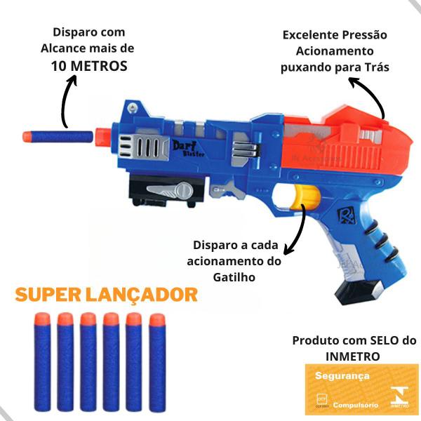 Pistola Lança Atirador de Dardos Com 6 Dardos de Espuma Macia - WellKids Imagem de Pistola Lança Atirador de Dardos Com 6 Dardos de Espuma Macia