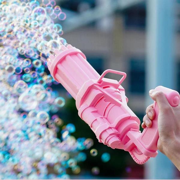 Imagem de Pistola Lança De Bolhas Sabão A Pilha De Brinquedo Infantil Com LED 13 Furos