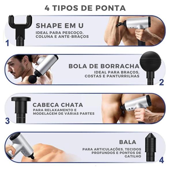 Pistola Massageadora Elétrica Profissional Garantia E - Fascial Gun Imagem de Pistola Massageadora Elétrica Profissional Garantia E