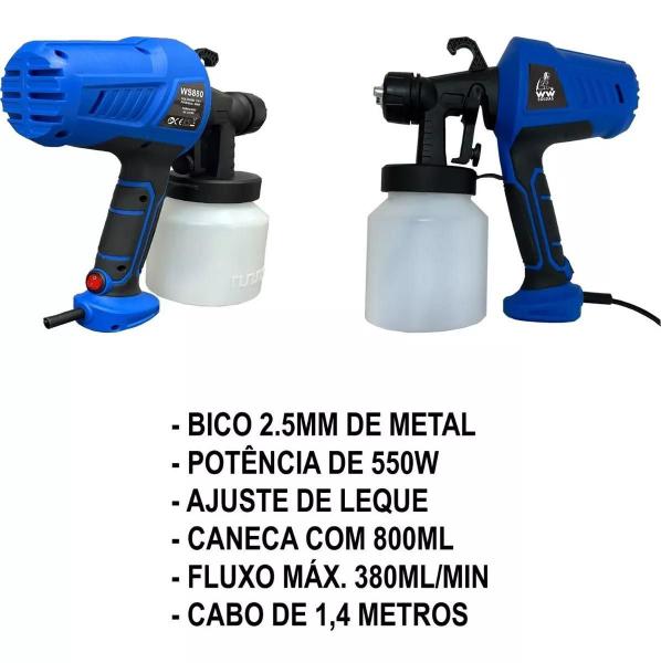 Imagem de Pistola Pintura Eletrica Ws880 550W 110V Bico De Metal Wwsol