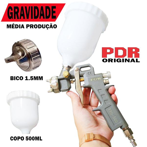 Imagem de Pistola Pintura Gravidade Pneumatica 500ml Veicular Cola