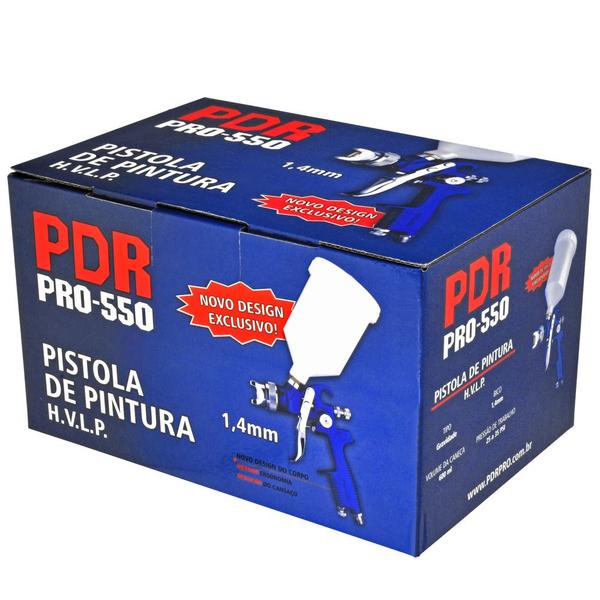 Imagem de Pistola Pintura Pneumática Funilaria Automotiva Bico 1.4mm PRO-550 Pdr