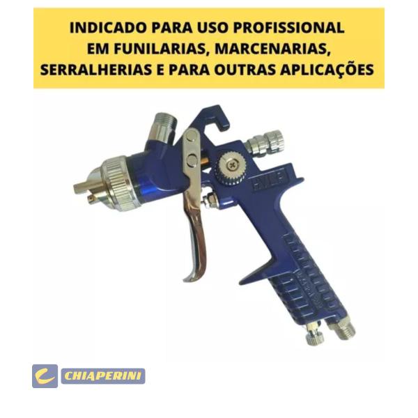 Pistola Pintura Pneumática Hvlp Ch Hg-50 Blue - Chiaperini Imagem de Pistola Pintura Pneumática Hvlp Ch Hg-50 Blue - Chiaperini