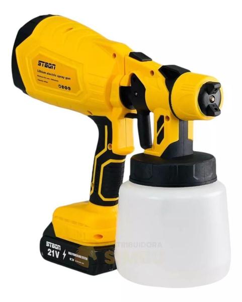 Pistola Pintura Pulverização 1000Ml 4 Bico 2 Baterias 21V - Stbon Imagem de Pistola Pintura Pulverização 1000Ml 4 Bico 2 Baterias 21V