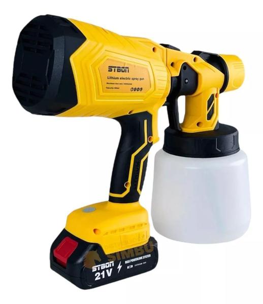 Pistola Pintura Pulverização 1000Ml 4 Bico 2 Baterias 21V - Stbon Imagem de Pistola Pintura Pulverização 1000Ml 4 Bico 2 Baterias 21V